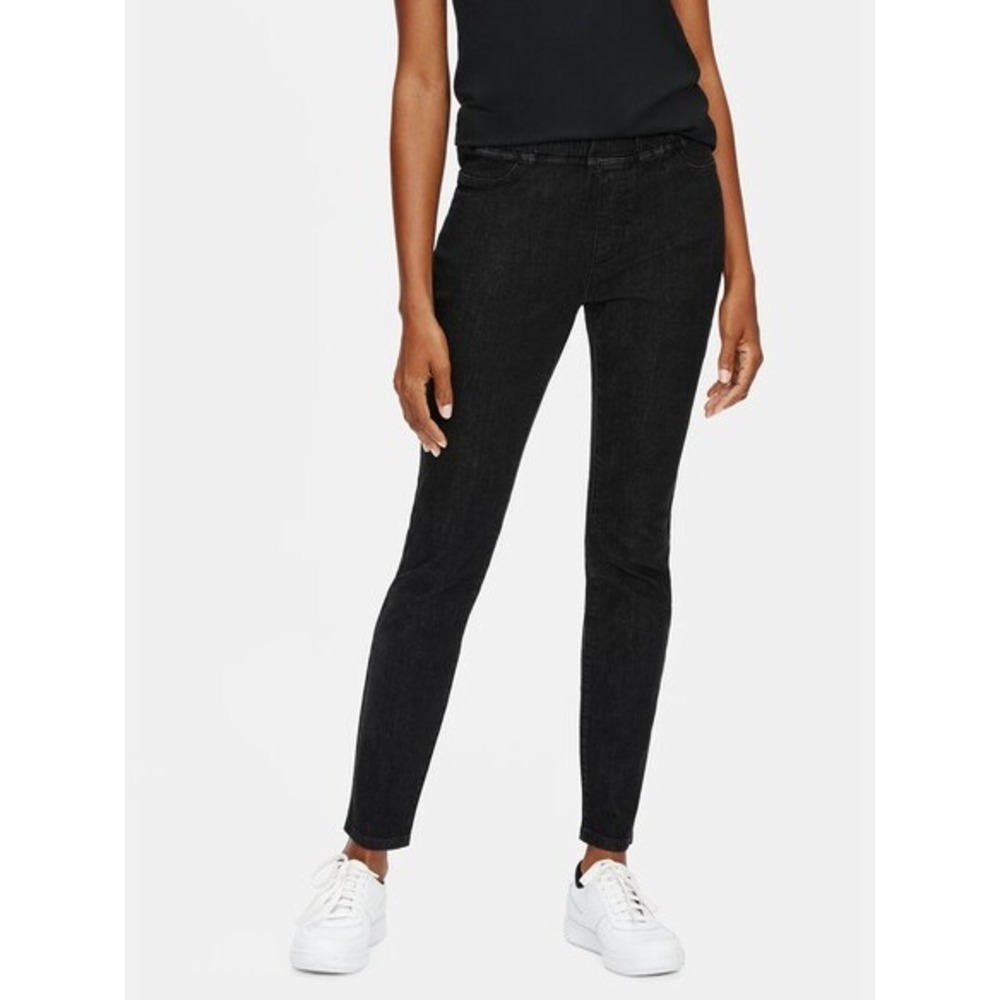Eileen Fisher $178 Women's Vintage Black Organic Cotton Stretch Jean Leggings Lg
